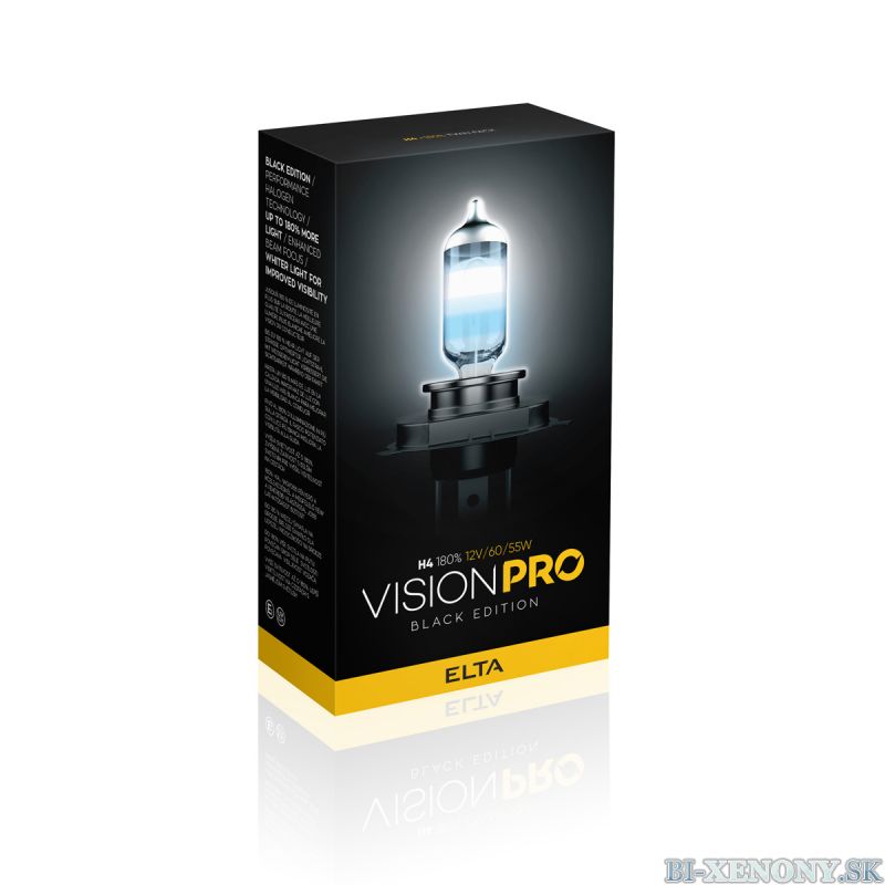 ELTA H4 12V 60/55W VISION PRO 180% Black Edition BOX 2ks