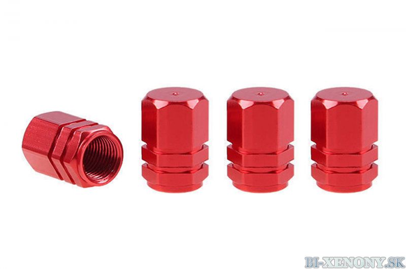 Hliníkové krytky na ventil červené 4 ks