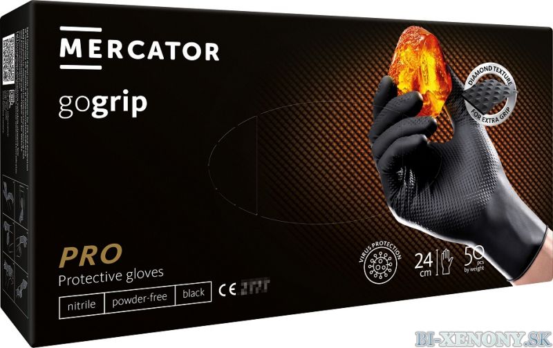 Nitrilové rukavice GoGrip black veľkosť XL, 50 ks