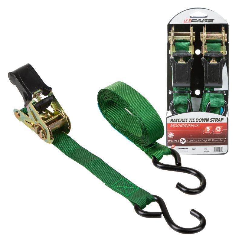 4CARS SET 2ks Upínací popruh s račňou TUV GS 150kg 5m