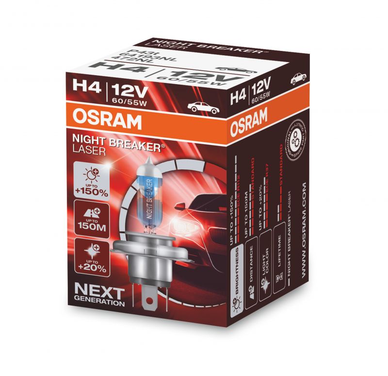 Osram Night Breaker Laser Next Generation 1ks +150% 64193NL H4 12V 60/55W P43t