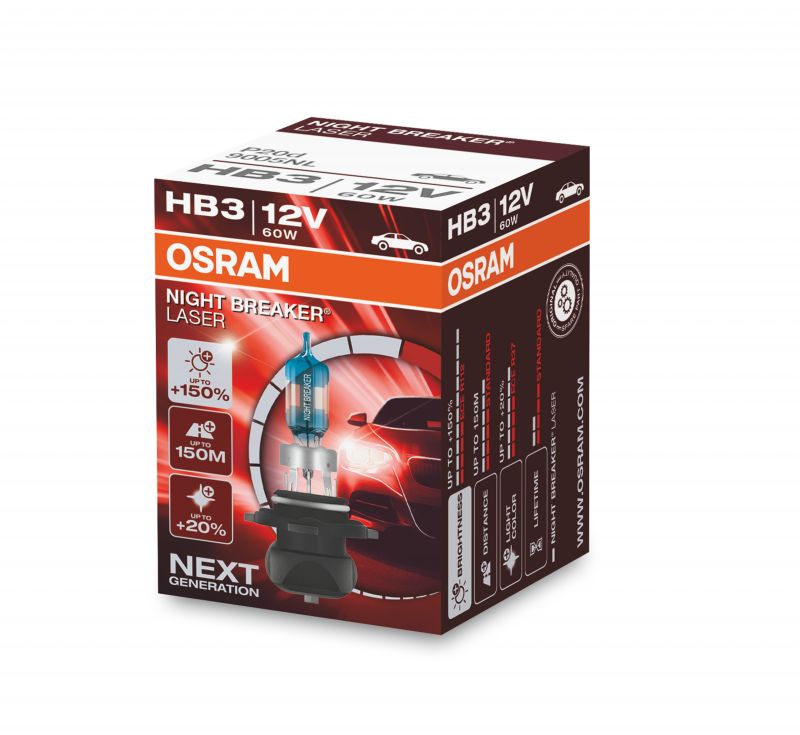 OSRAM HB3 NIGHT BREAKER LASER GEN2 +150% 12V 60W P20d, (9005NL) 